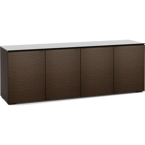 Berlin 347 85" TV Stand AV Cabinet in Textured Wenge with Black Glass Top